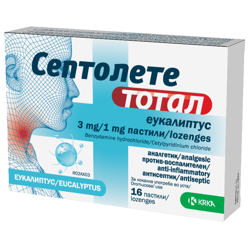 Септолете тотал пастили за грло со еукалиптус x 16
